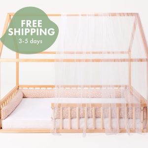 Montessori floor bed with canopy - House bed, Toddler bed, Twin bed frame, Kids bed, Canopy bed, Full floor bed, Montessori furniture