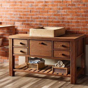 rustic handmade custom size wooden bathroom vanity cabinet old style farmhouse decor sink table liveedge reclaimed solid wood countertop