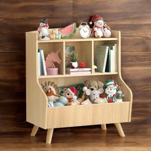 Kids Bookshelf & Toy Storage – 3-Tier Wooden Bookcase with Spacious Top Shelf