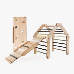 HAPPYMOON® FOREST CLIMBER with two ramps, wooden gymnastic complex, transformable triangle, Montessori ramps, climbing Gym.