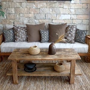 Custom Handmade Rustic Wooden Coffee Table - Farmhouse Style natural Live Edge Reclaimed Handcrafted solid rectangular wood table home decor