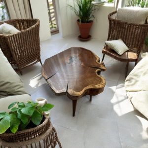 Live Edge Walnut Side Table, Wooden Coffee Table, Handmade Rustic Wood End Table, Natural Edge Accent Table for Living Room