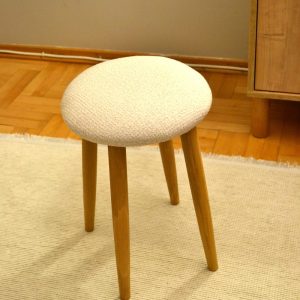 Luno Wooden Stool with Bouclé Fabric – Modern, Comfortable, and Durable Design