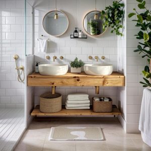 Handcrafted Bathroom Floating Vanity Wood Rustic Bathroom Vanity Custom Floating Vanity with Reclaimed Wood Natural Bathroom Sink Vanity