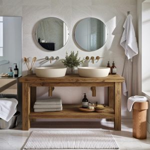 Rustic Wood Bathroom Vanity Handcrafted Custom Bathroom Vanity with Reclaimed Wood, Solid Farmhouse Decor for a Natural Bathroom