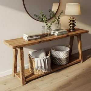 Rustic Reclaimed Wood Console Table for Entry Way Table Live Edge Wood Console Table Narrow Custom Farmhouse Hallway Sofa Unique Console