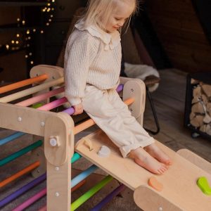 HAPPYMOON® COLORED CLIMBER, with ramp, transformable triangle, happymoon, Montessori ramp, toddler triangle, climbing triangle.