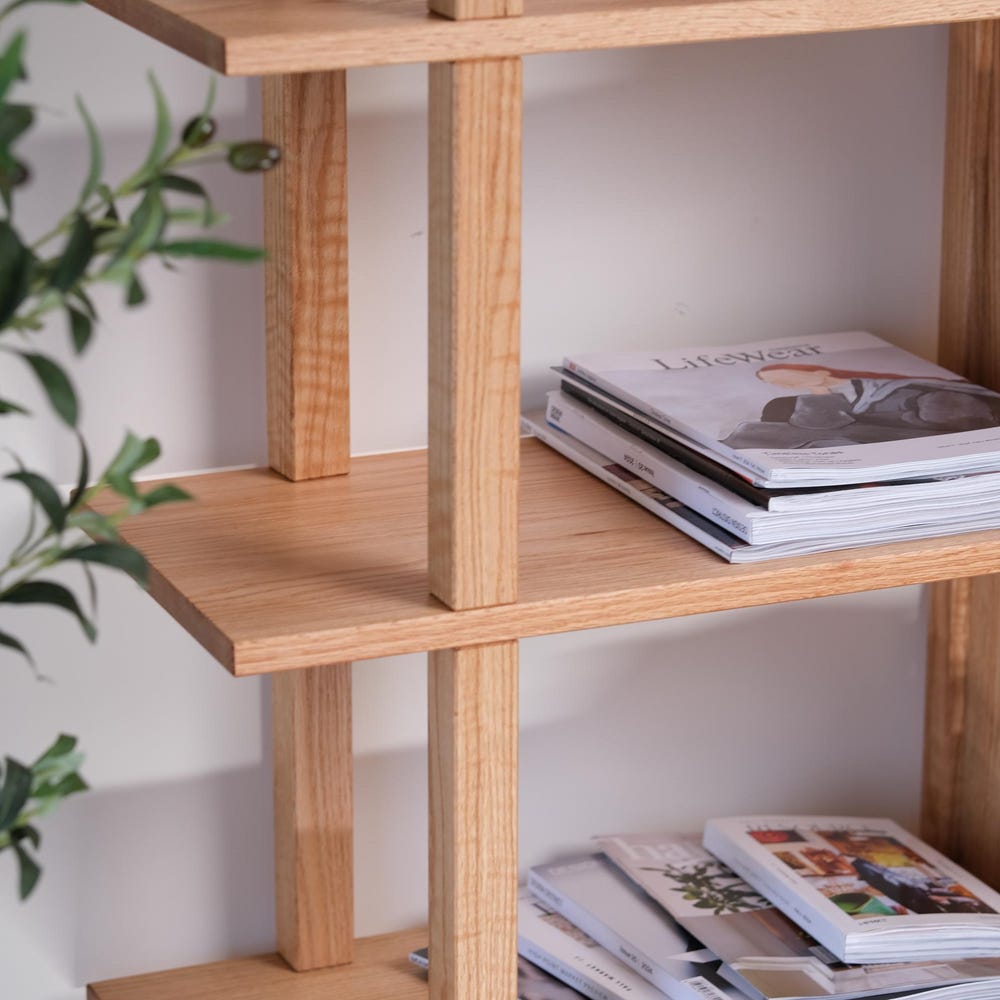 Natural oak bookshelf Unique tools - free bookcase Handmade custom furniture Office living romm bedroom organization Wooden display shelf - Image 8