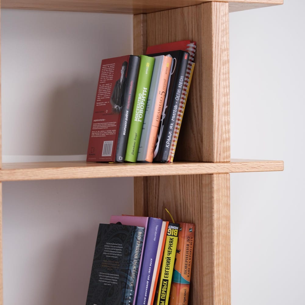 Natural oak bookshelf Unique tools - free bookcase Handmade custom furniture Office living romm bedroom organization Wooden display shelf - Image 9