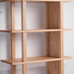 Natural oak bookshelf Unique tools - free bookcase Handmade custom furniture Office living romm bedroom organization Wooden display shelf