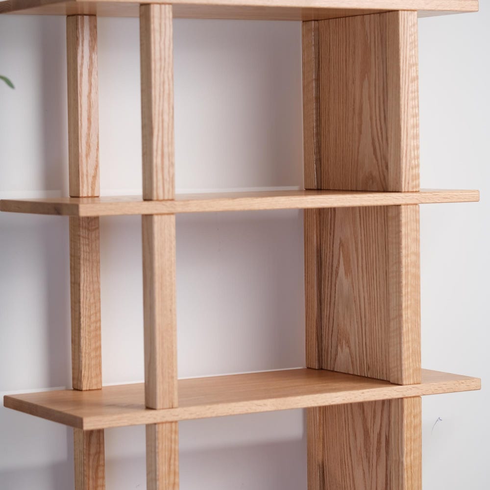 Natural oak bookshelf Unique tools - free bookcase Handmade custom furniture Office living romm bedroom organization Wooden display shelf