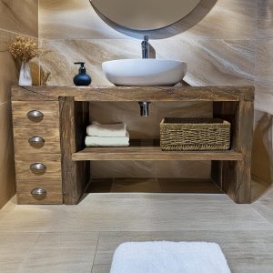 Rustic Wood Bathroom Vanity - Handmade Solid Wood Sink Stand - Farmhouse Bathroom Counter - Reclaimed Wood Vanity with Drawers -Gift for Mom