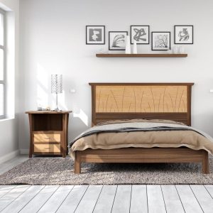 Bed Frame King Size Walnut, Headboard, Queen, Full, Modern Scandinavian, Twin, California King, Maple, Inlay "Prairie"