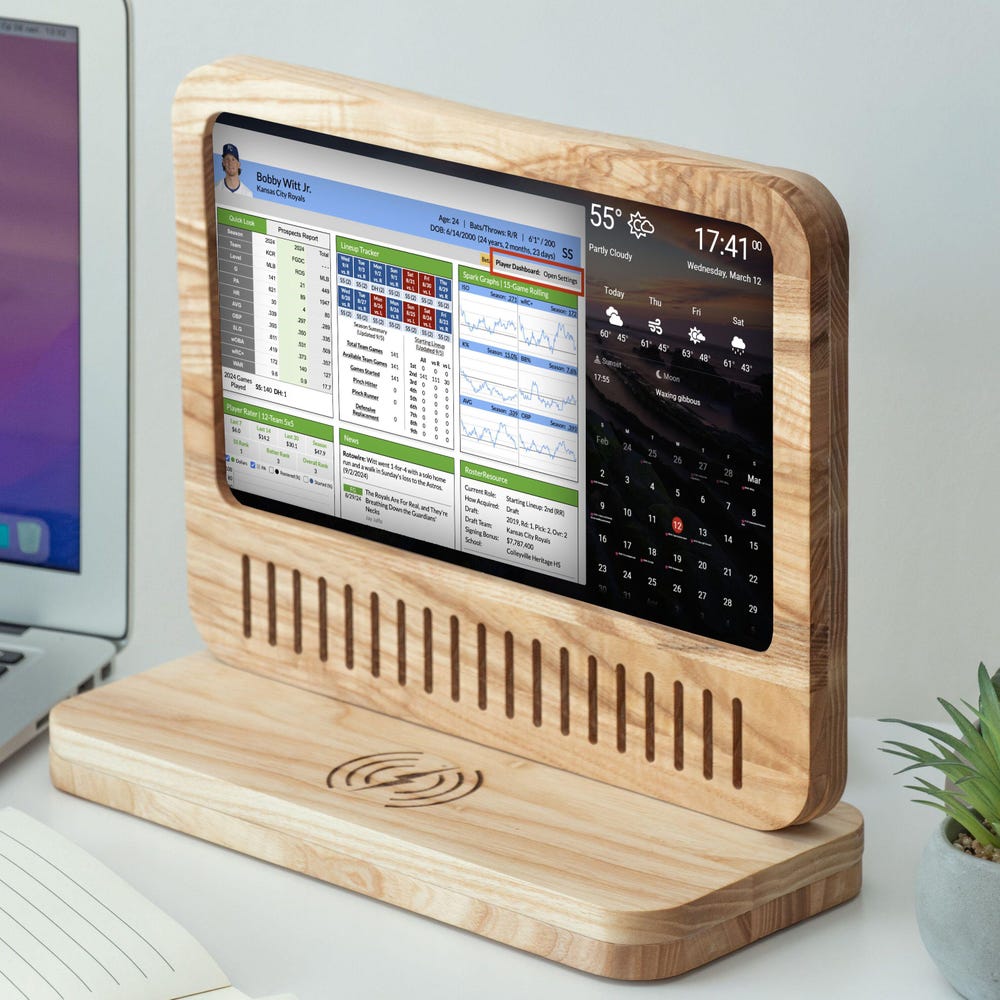 Smart Sports Tracker Display with Wireless Charging, Live Scores and Fitness Stats, Smart Desk Display – Your Personalized Info Hub - Image 6