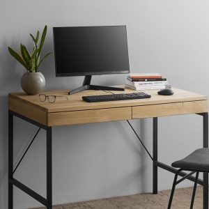 Solid Oak Table Mennen with Сontainer Oak Wooden Desk Solid Oak Scandinavian Decor Computer Desk Wood Table Writing Desk Wood Office Table