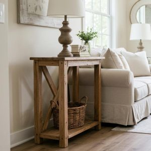 Rustic Console Table with Reclaimed Wood, Farmhouse Hallway Entryway Furniture, Customizable Handmade Sofa Table, Narrow Console Table