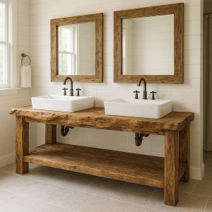 Rustic Wood Bathroom Vanity - Handmade Double Sink Stand - Solid Reclaimed Wood Bathroom Counter - Washbasin Table - Mother’s Day Gift