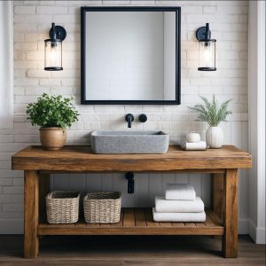 Rustic Wood Bathroom Vanity - Handmade Solid Wood Sink Stand - Farmhouse Bathroom Counter - Wood Washbasin Table - Mother’s Day Gift