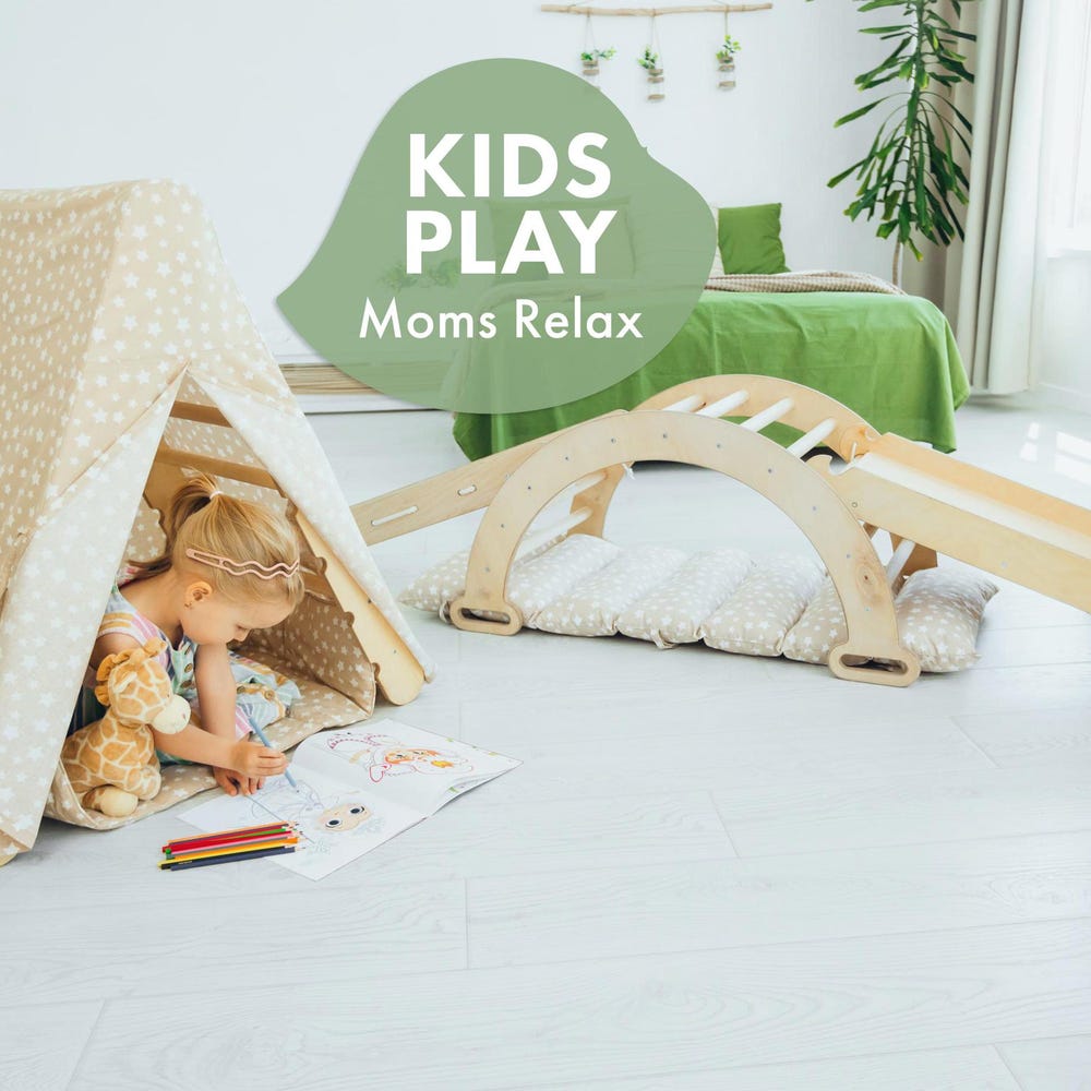 Climbing arch with pillow, Montessori arch, Kids and baby, Arch rocker cushion, First birthday gift, Toys for 2 years old, Montessori rocker - Image 9