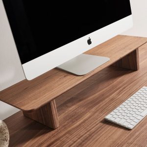 Solid American Walnut Monitor Stand for Desk, 31 Inch Wooden Riser, Laptop Stand with Custom Size Option, Ergonomic Wood Desktop Shelf