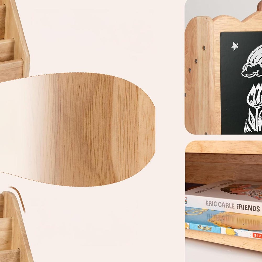 Montessori Bookshelf - Solid Wood Bookcase with Chalkboard & Storage, Kids Furniture, Toddler Bookshelf, Wooden Bookcase, Nursery Bookshelf - Image 5