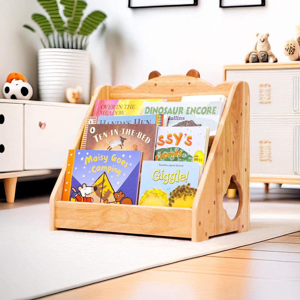 Montessori Bookshelf - Solid Wood Bookcase with Chalkboard & Storage, Kids Furniture, Toddler Bookshelf, Wooden Bookcase, Nursery Bookshelf - Image 2