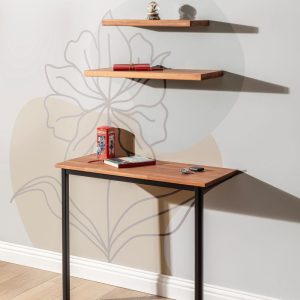 Handcrafted Floating Desk & Shelf Set, Solid Beech Wood Wall-Mounted Workstation, Floating Desk and Shelves Set, Murphy Desk and Shelf