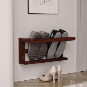 Minimalist Wall Shoe Rack | Floating Wooden Shoe Shelf | Entryway Organizer for Small Apartments & Modern Home Aesthetic