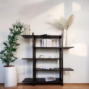 Solid Oak wood bookshelf Handmade custom furniture Open shelf display bookcase Mid century bookcase Unique tools -free design Wood bookshelf