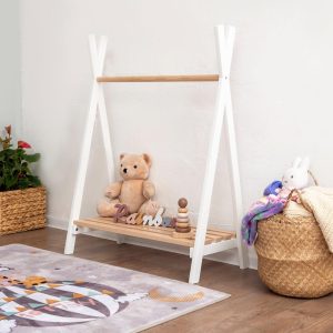 Waldorf Teepee Kids Clothing Rack, Wooden Clothing Storage, Plywood Furniture Montessori Wardrobe & Hangers Unique Gift for Kid