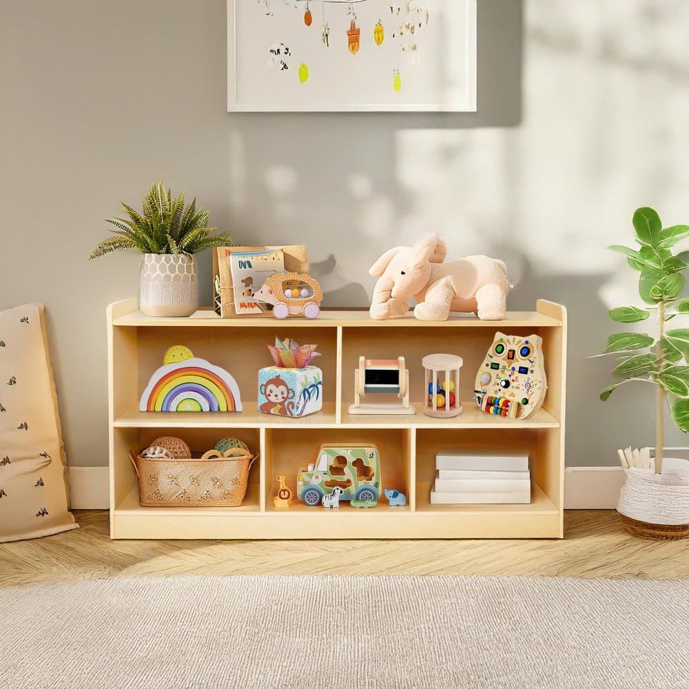 Wooden Toy Storage, Toy Organizer, Baby Bookshelf, Nursery Shelves, Montessori Storage, Toddler Bookshelf, Playroom Furniture, Gift For Kids - Image 5