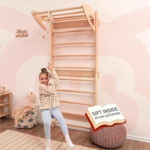 Montessori Toddler Swedish Ladder with Optional Rope Accessories: Waldorf Climbing Rope&Ladder, Baby Swing, Monkey Bars