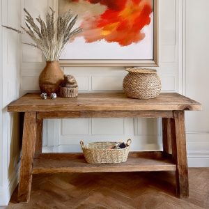 Wooden Rustic Style handmade console table live edge solid wood dresser table hallway sofa entryway farmhouse foyer home decor furniture