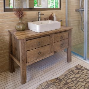 Wooden Rustic Style handmade bathroom vanity with drawer solid wood cabinet sink table counter top farmhouse home decor furniture  handcraft