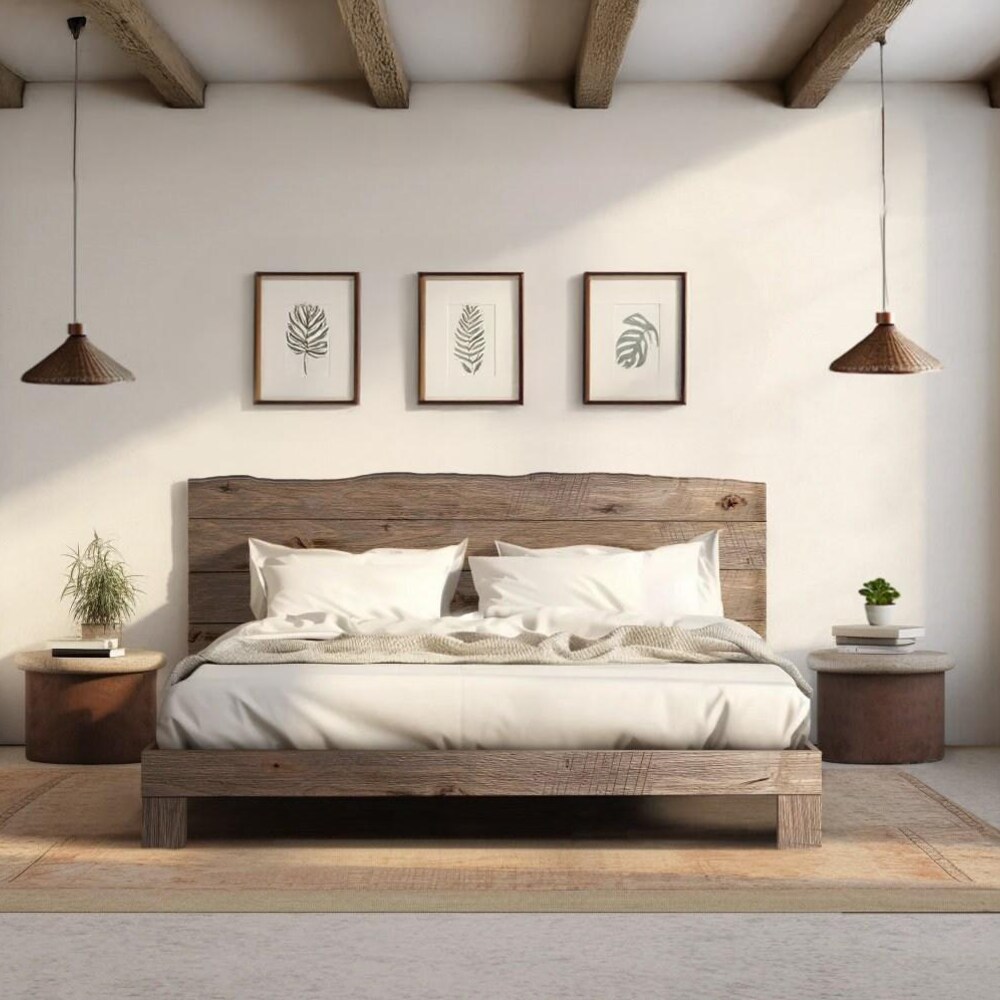 Live Edge River Bed - Quick Ship - Barnwood Reclaimed Aesthetic - Solid Wood - Platform Bed Frame & Headboard - Handmade in USA - Image 5