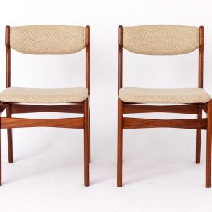 Pair of Vintage Teak Chairs | 1960s-70s Mid-Century Modern Seating | Original Wool Upholstery | Refurbished & Ready to Enjoy!