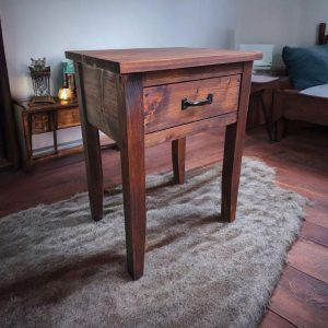 Rustic Night stands bedside table with drawer bedroom storage solution cabinet furniture vintage table antique metal handle reclaimed wood