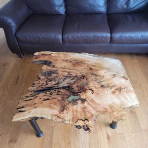 One-of-a-Kind Live Edge Willow Table – Artistic Statement Piece with Gold Fleck Epoxy, 35.2"x33"