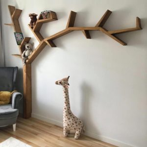 Handmade Pine Wood Tree Branch Bookshelf, Natural Wood, Kids Bookshelf, Decorative Library, Farmhouse Bookshelves, Nursery Bookshelf
