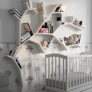 Wooden Tree Branch Bookshelf / Handmade from Natural Pine Wood / Nursery Room Decor / Wall Decor Floating Bookshelf / Kids Room / Book Stand