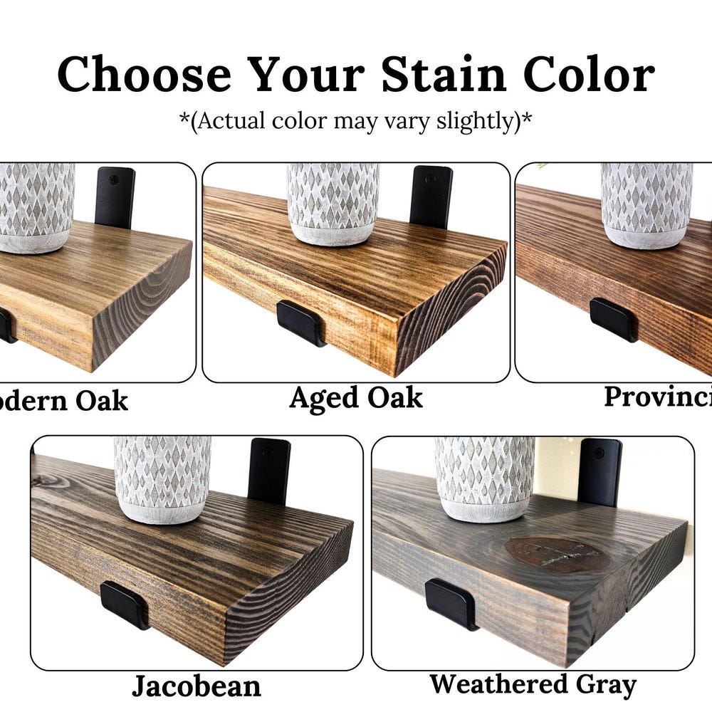 RENTER FRIENDLY Shelves – Set of TWO Wood Floating Shelves – High Quality Rustic Shelving with Industrial Brackets – Shelf for Apartment - Image 9