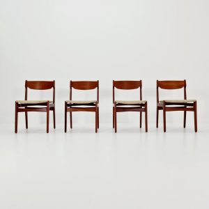 Vintage Danish teak dining/desk chairs by Erik Buch 1960s Set of 4