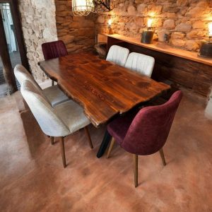 Live Edge Dining Table, Handmade Solid Wood Table with Black Metal Legs, Custom Size Rustic Table for Kitchen or Dining Room