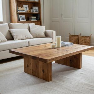 Rustic Reclaimed Wood Coffee Table, Handmade Chestnut Wood Living Room Furniture, Farmhouse Unique Design, Barnwood Coffee Table