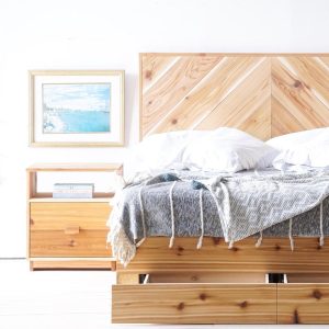 Rustic Chevron Front Stow Bed - Storage Bed - Drawers - Platform Bed - Natural Solid Wood - Made in USA