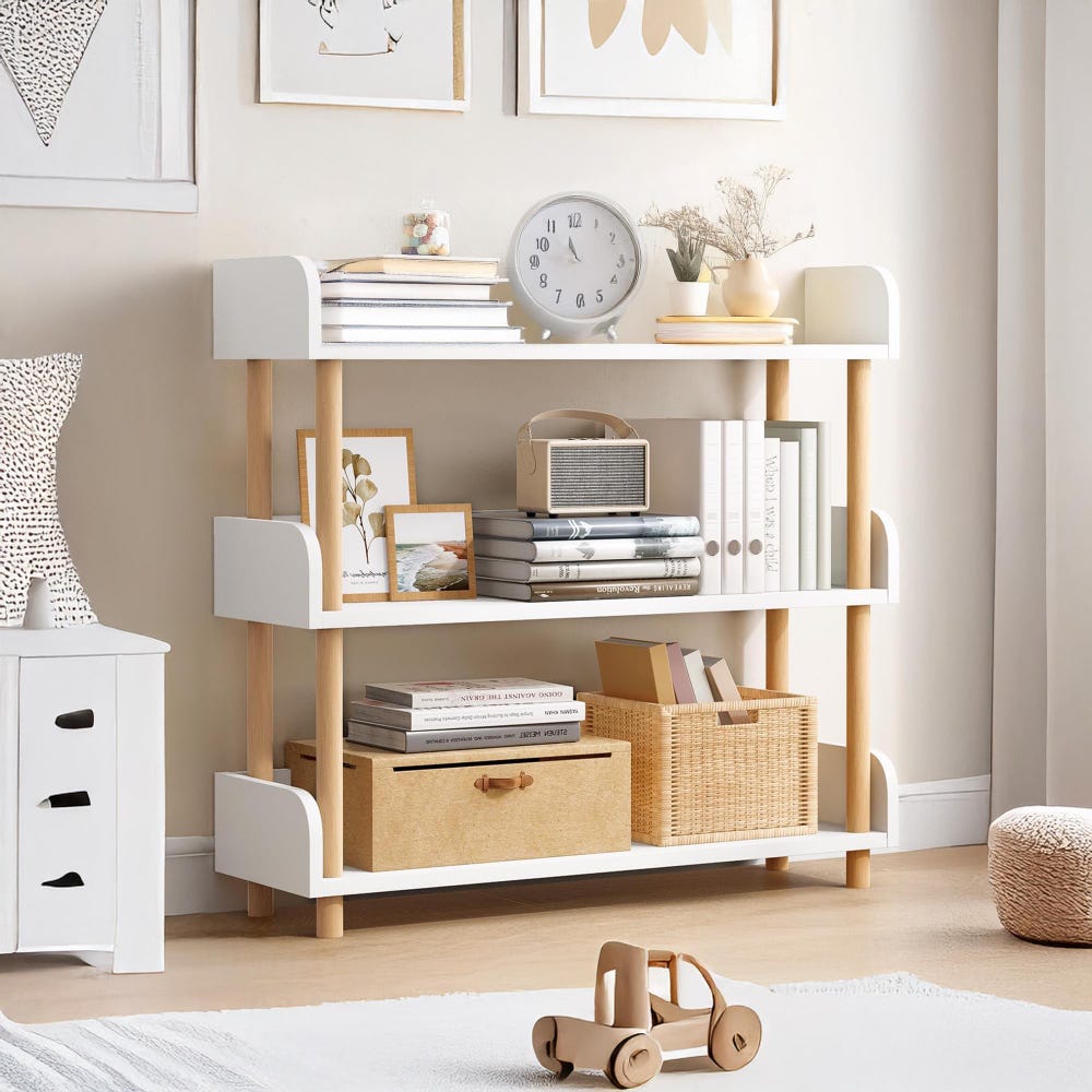 5-Tier Oak Bookcase, Solid Wood Bookcase, Lawyers Bookcase, Mid Century Bookcase, Floating Wood Shelf, Corner Wall Shelf, Floor Bookshelf - Image 5