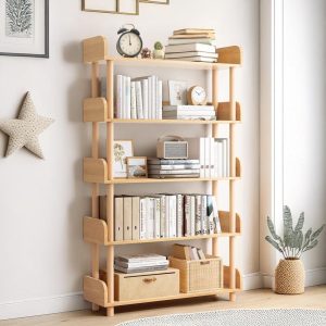 il_1000x1000.6792759400_df1l.jpg 5-Tier Oak Bookcase, Solid Wood Bookcase, Lawyers Bookcase, Mid Century Bookcase, Floating Wood Shelf, Corner Wall Shelf, Floor Bookshelf