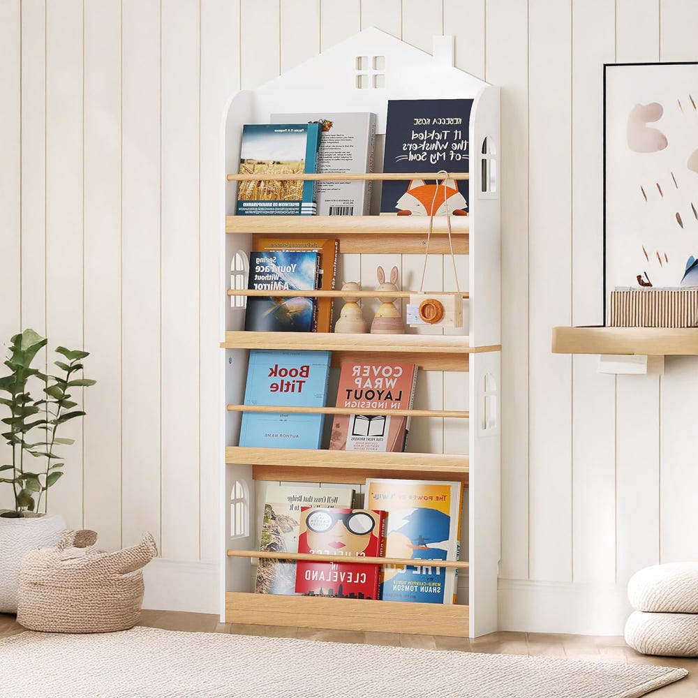 4-Tier Wall Mount Bookshelf, Montessori Bookshelf, Nursery Furniture, Book Display, Large Bookcase, Wood Floating Shelf, Montessori Shelf - Image 5