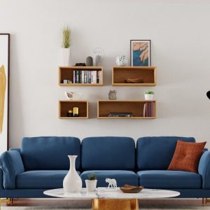 Maple Floating Bookshelf Storage Cabinet Display Case