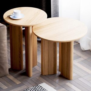 Nesting Tables - End Round Side Table - Solid Wood Table - Small Nesting Tables for Living Room - Set of End Side Tables